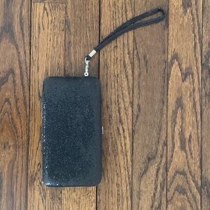 Bebe Black Glitter Wristlet